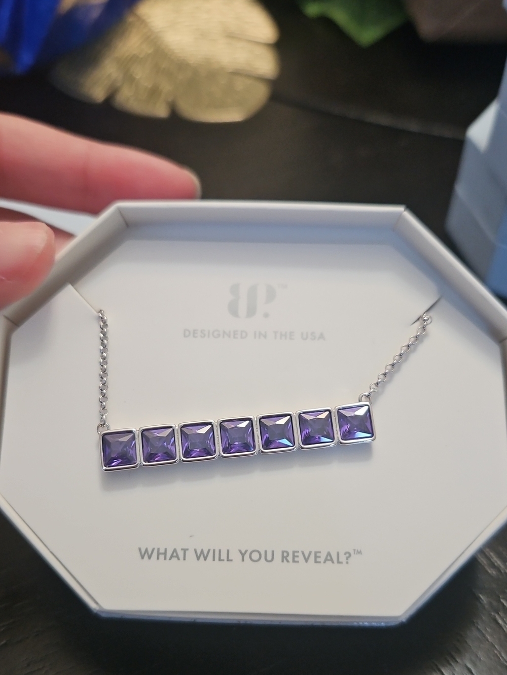 Purple Crystal Bar Necklace